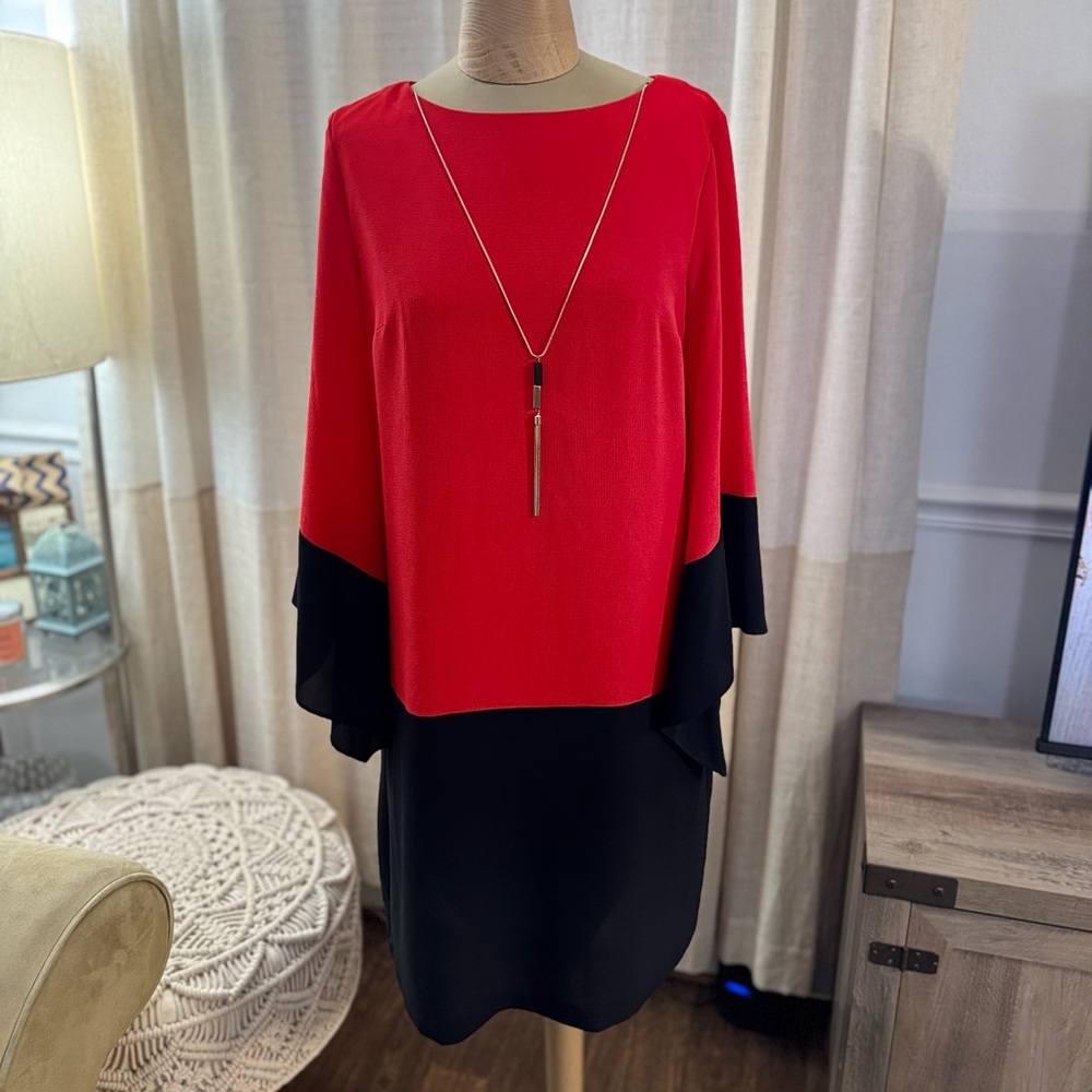 AGB Red and Black Dolman Sleeve Dress